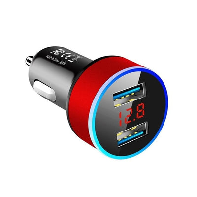 Dual USB Car Charger With LED Display - GOLDENDSW