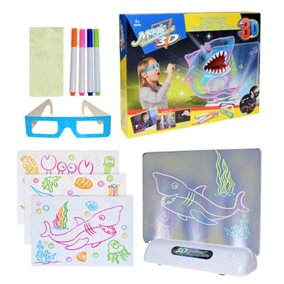 3D LED Drawing Pad Children Clipboard Set Creative Fluorescent Drawing Board LED Light Pad Children Painting Educational Toys