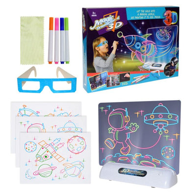 3D LED Drawing Pad Children Clipboard Set Creative Fluorescent Drawing Board LED Light Pad Children Painting Educational Toys