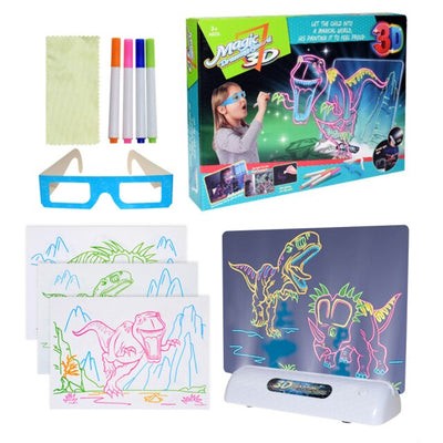 3D LED Drawing Pad Children Clipboard Set Creative Fluorescent Drawing Board LED Light Pad Children Painting Educational Toys