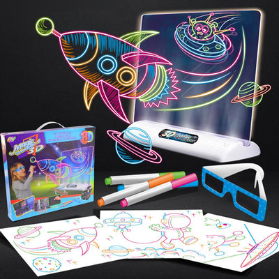 3D LED Magic Drawing Pad Children Lightweight Clipboard Set Creative Art Magic Board With Pen LED Writing Board Kids Gift