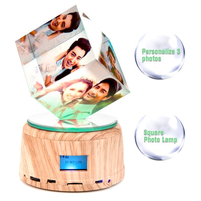 Personalized 3 Photo Cube Crystal Lamp LED Bluetooth Music Photos Album Light Gift for Anniversary Birthday Valentine's Day